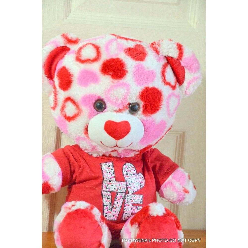 BUILD A BEAR Large BIG HEAD‎ HEARTS BEAR VALENTINEs day 20" PLUSH LOVE TEDDY